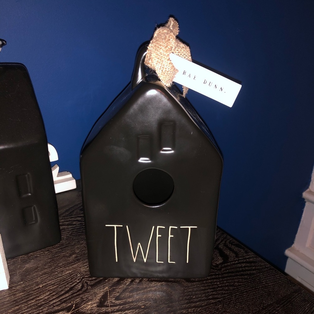 NWT Rae Dunn Icon “Tweet” Black Square Birdhouse